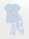 Crew Neck Printed Short Sleeve Girl Pajama Set